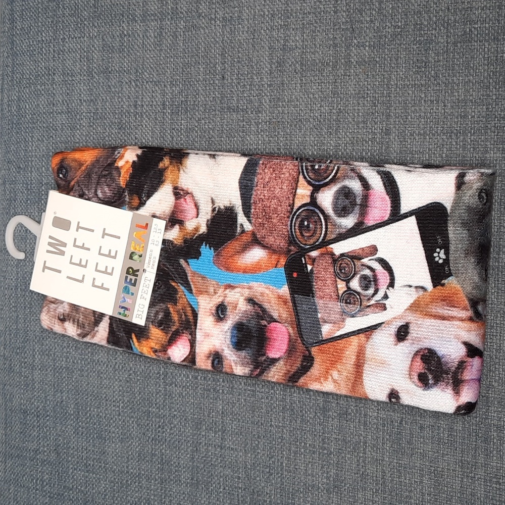 Socks Sox Silly Dogs Glasses Hats Two Left Feet Co. Unisex Dog Breeds Fun NWT